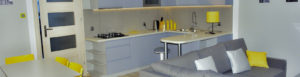 Salon z aneksem kuchennym i jadalnią-Apartament Przy Mikołaju. Apartamenty Bajkowy Gdańsk- Stare Miasto, Starówka, centrum
